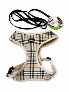 BingPet Plaid Dog or Cat Harness & Leash Set Size XL
